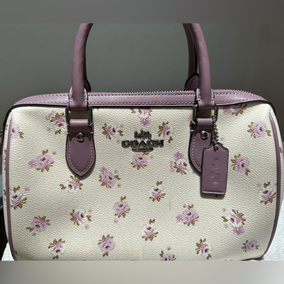 Coach Rowan Satchel in Signature Floral Print (pebbled leather version) - Picture 1 of 6